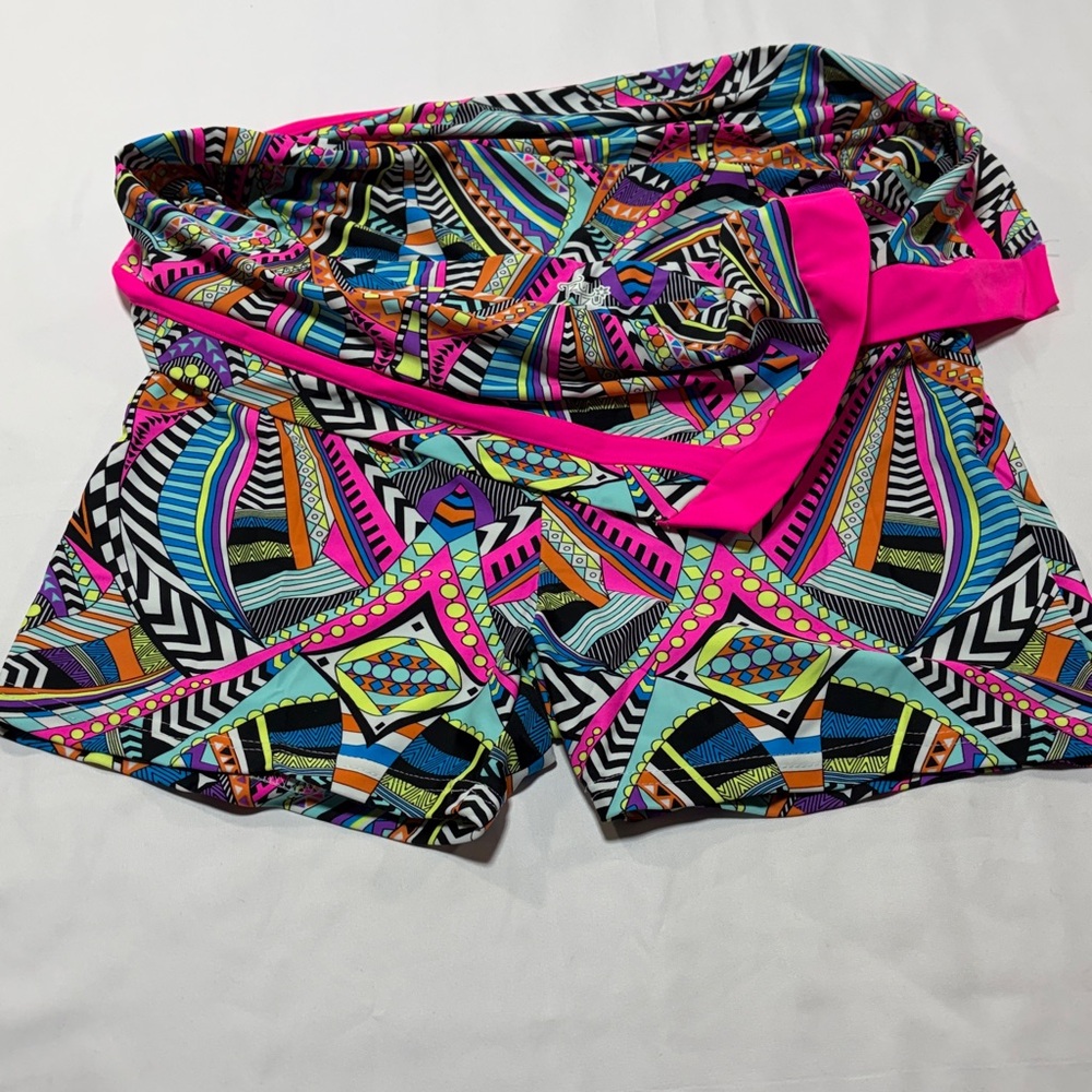 Tzu Tzu Golf Skort Medium Bright Geometric Pink Trim Athletic Tennis Skirt - Picture 5 of 8